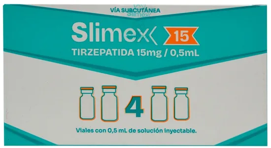 Slimex Tirzepatida 15 MG/0,5ML (4 Frascos com Solução Injetável) — imagem do produto