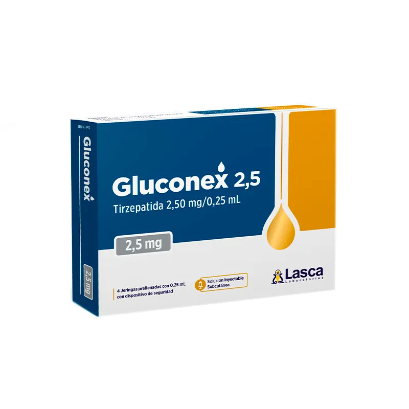 Gluconex · Tirzepatida · 2.50 mg · 4 jeringas — embalagem do produto