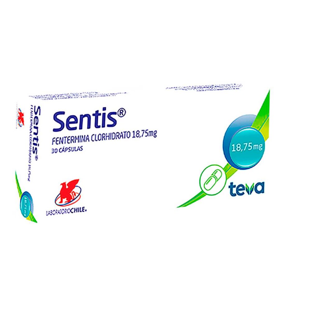 Sentis · Fentermina · 18.75 mg · 30 caps. — embalagem do produto