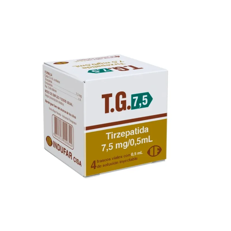 T.G. · Tirzepatida · 7.5 mg · 4 viales — embalagem do produto