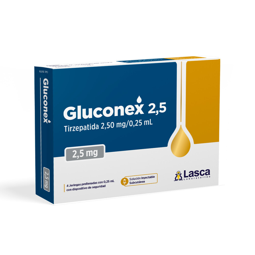 Gluconex · Tirzepatida · 2.5 mg · 4 jeringa — embalagem do produto