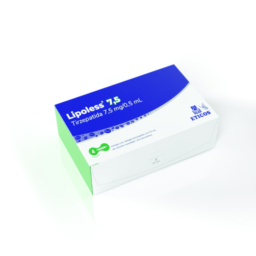 Lipoless · Tirzepatida · 7.5 mg · 4 jeringas — embalagem do produto