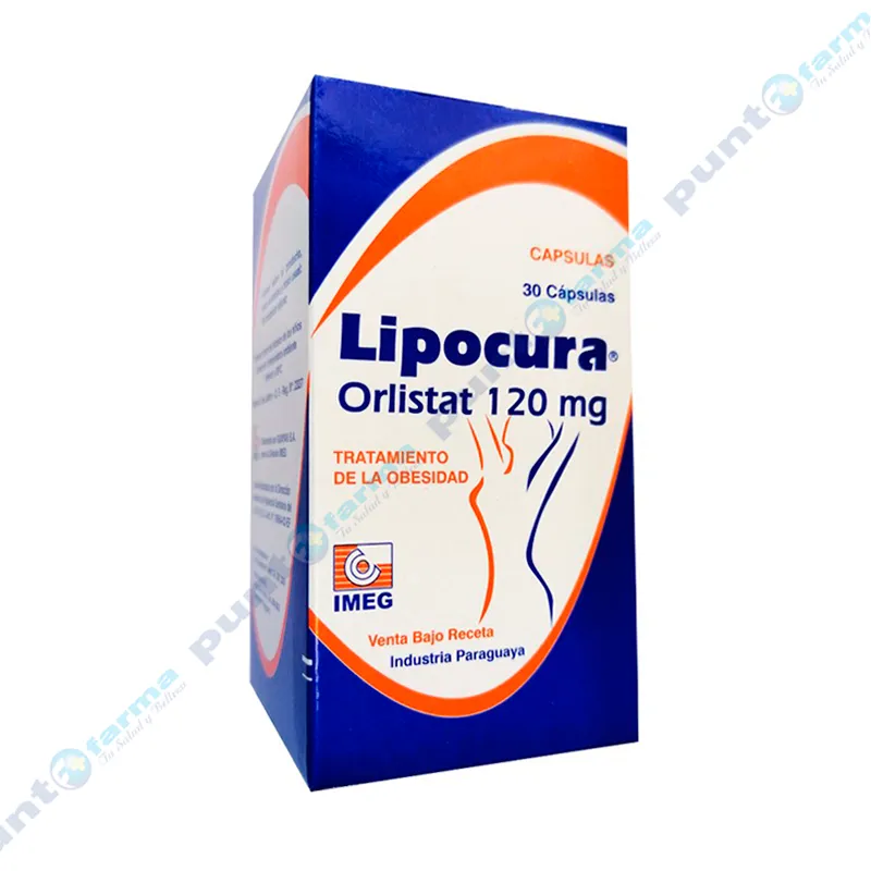 Lipocura · Orlistat · 120 mg · 30 capsulas — embalagem do produto