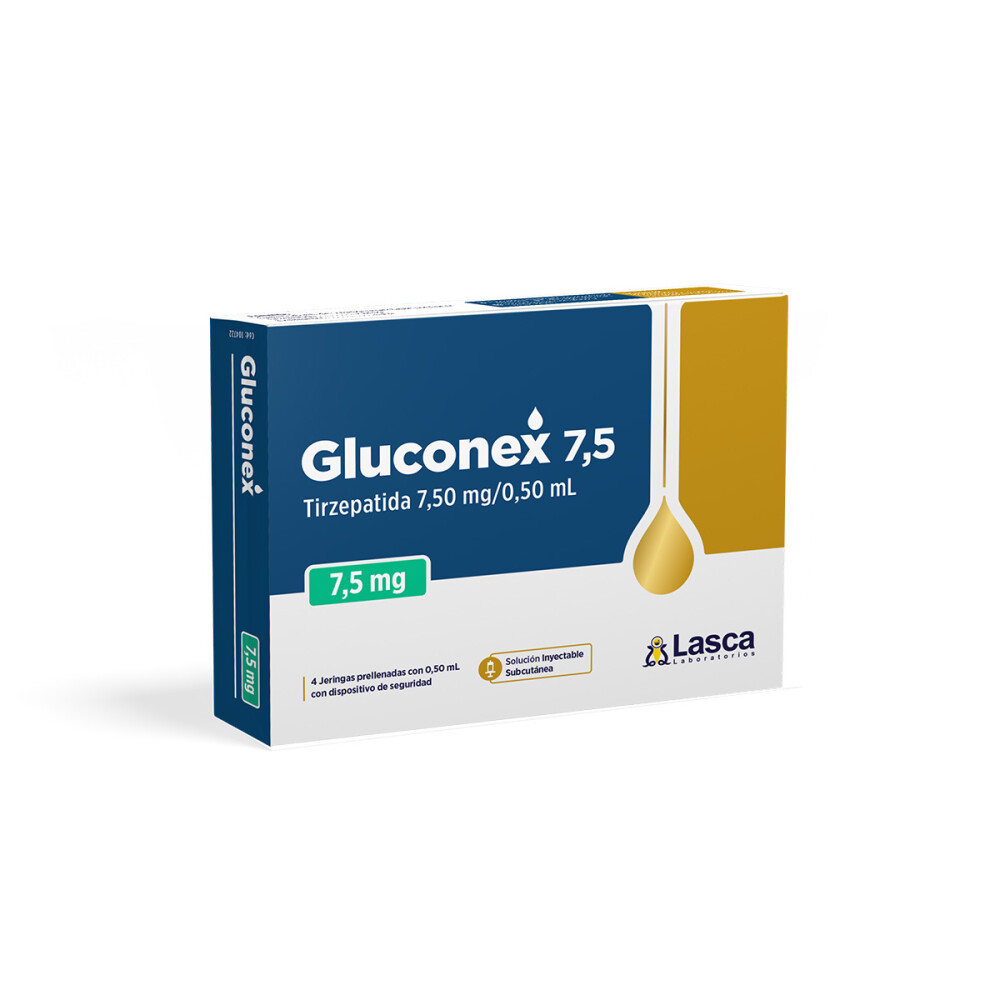 Gluconex · Tirzepatida · 7.5 mg · 4 jeringa — embalagem do produto