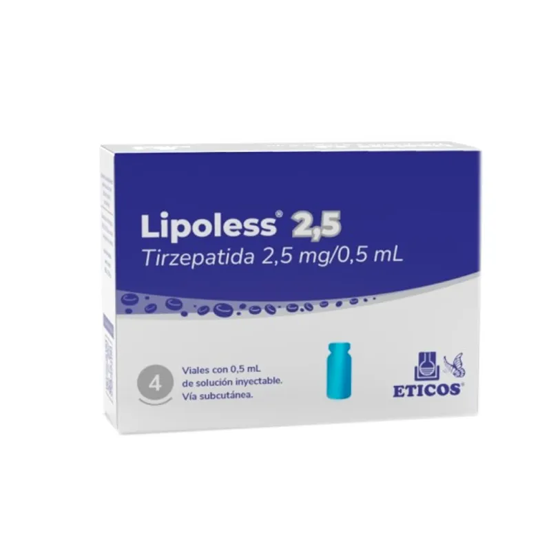 Lipoless · Tirzepatida · 2.5 mg · 4 viales — embalagem do produto