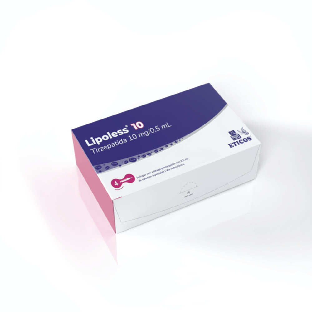 Lipoless · Tirzepatida · 10 mg · 4 jeringas — embalagem do produto