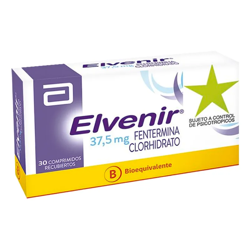 Elvenir · Fentermina · 37.5 mg · 30 comprimidos — embalagem do produto