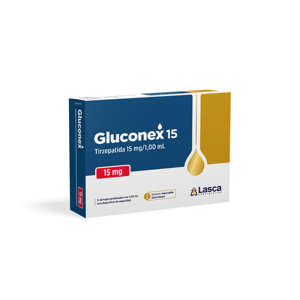 Gluconex · Tirzepatida · 15 mg · 4 jeringa — embalagem do produto