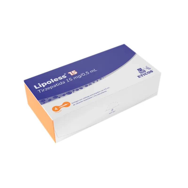 Lipoless · Tirzepatida · 15 mg · 4 jeringas — embalagem do produto