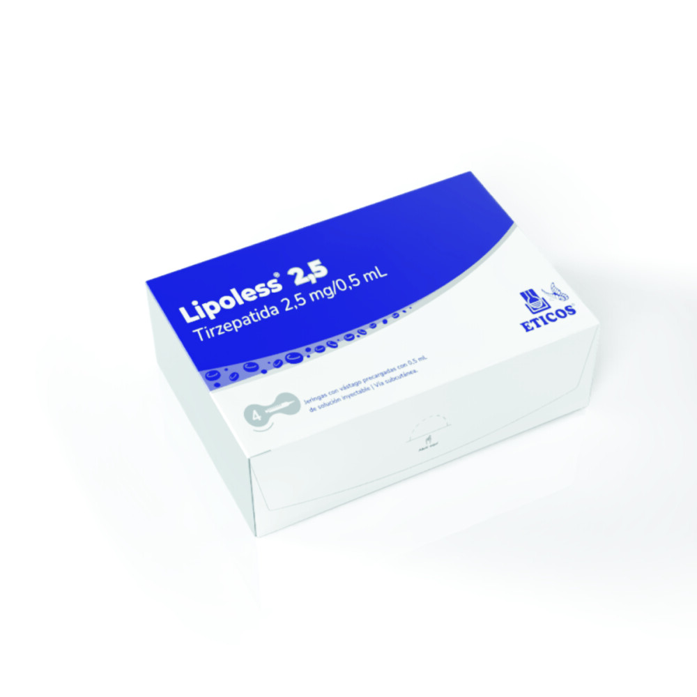 Lipoless · Tirzepatida · 2.5 mg · 4 jeringas — embalagem do produto