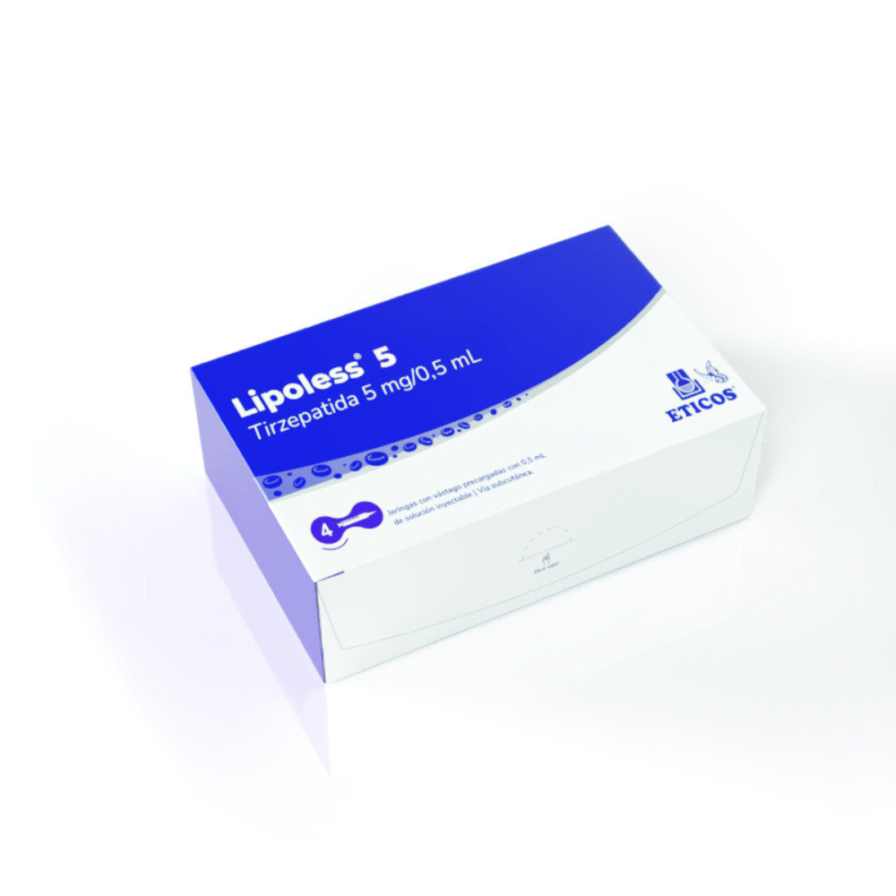 Lipoless · Tirzepatida · 5 mg · 4 jeringas — embalagem do produto