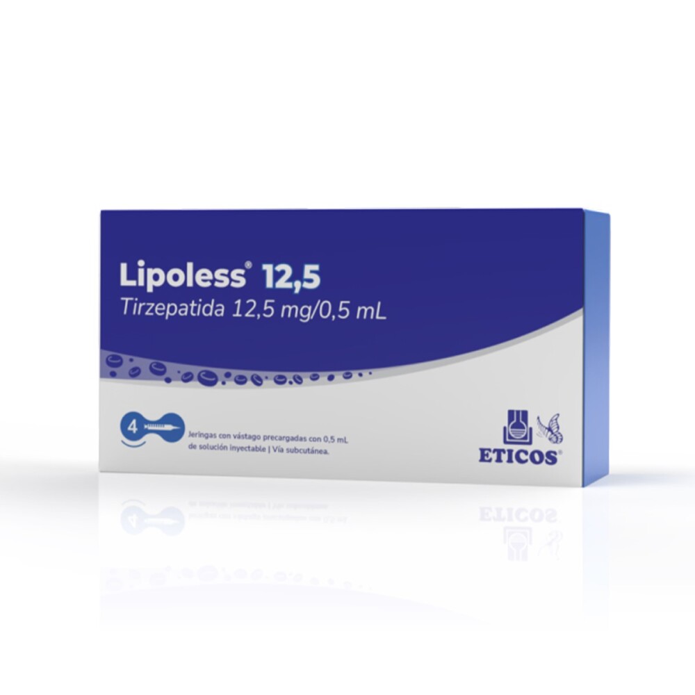Lipoless · Tirzepatida · 12.5 mg · 4 jeringas — embalagem do produto