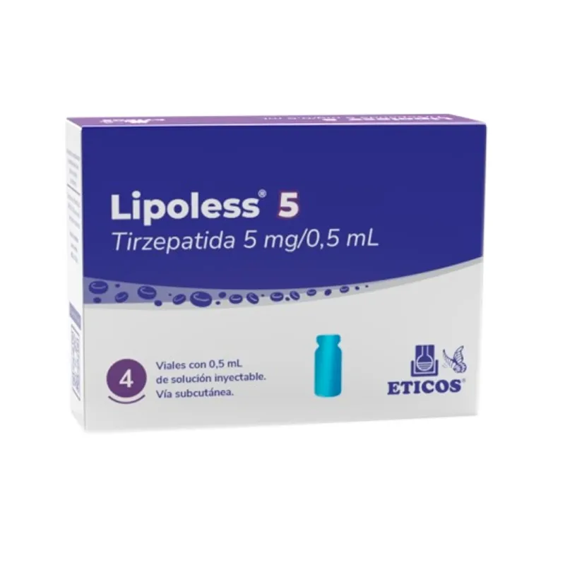 Lipoless · Tirzepatida · 5 mg · 4 viales — embalagem do produto