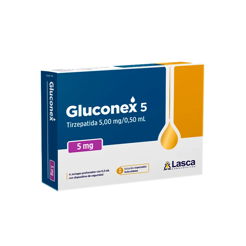 Gluconex · Tirzepatida · 5.00 mg · 4 jeringas — embalagem do produto