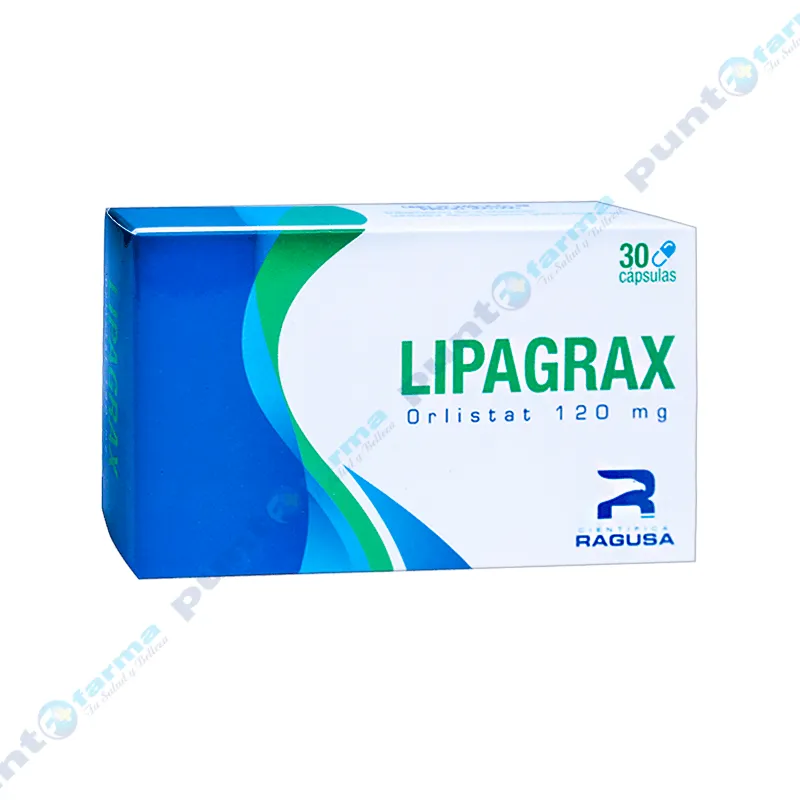 Lipagrax · Orlistat · 120 mg · 30 capsulas — embalagem do produto