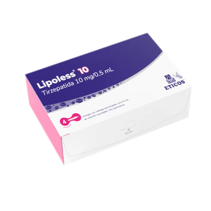 Lipoless · Tirzepatida · 10 mg · 4 jeringas — embalagem do produto