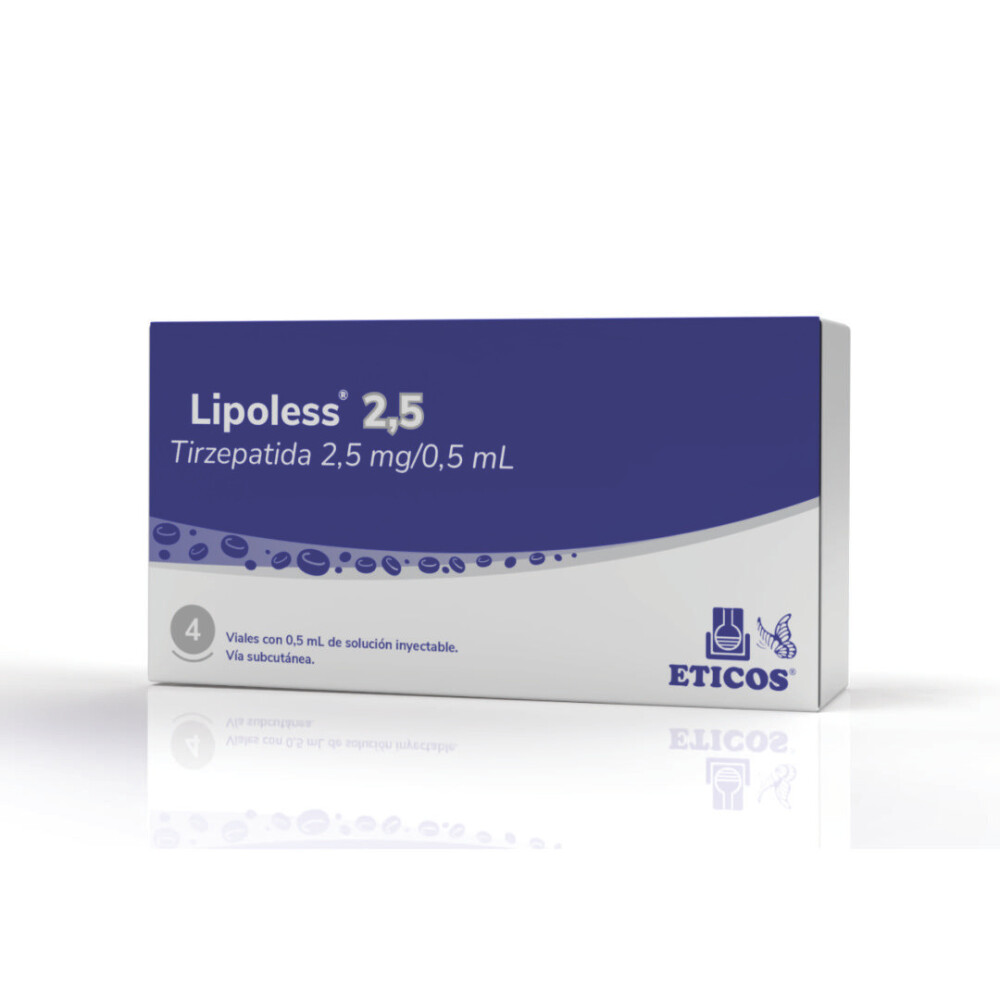 Lipoless · Tirzepatida · 2.5 mg · 4 viales — embalagem do produto