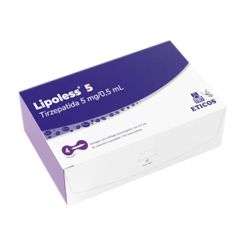 Lipoless · Tirzepatida · 5 mg · 4 jeringas — embalagem do produto