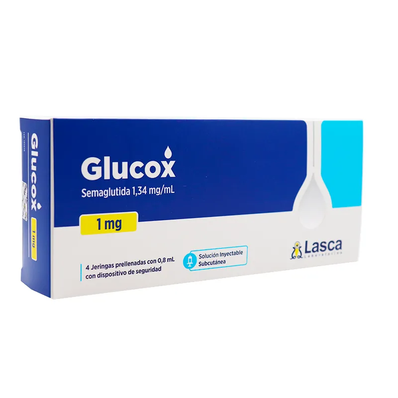 Glucox · Semaglutida · 1 mg · 4 jeringas — embalagem do produto