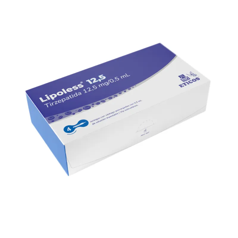 Lipoless · Tirzepatida · 12.5 mg · 4 jeringas — embalagem do produto