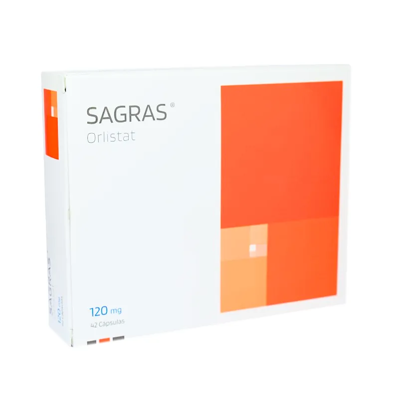 Sagras · Orlistat · 120 mg · 42 capsulas — embalagem do produto