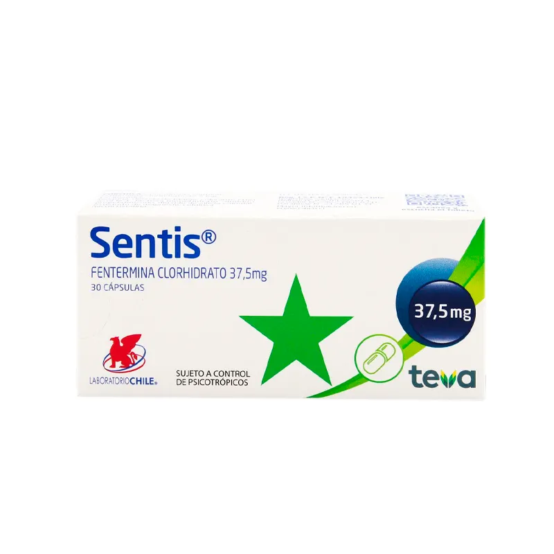 Sentis · Fentermina · 37.5 mg · 30 capsulas — embalagem do produto