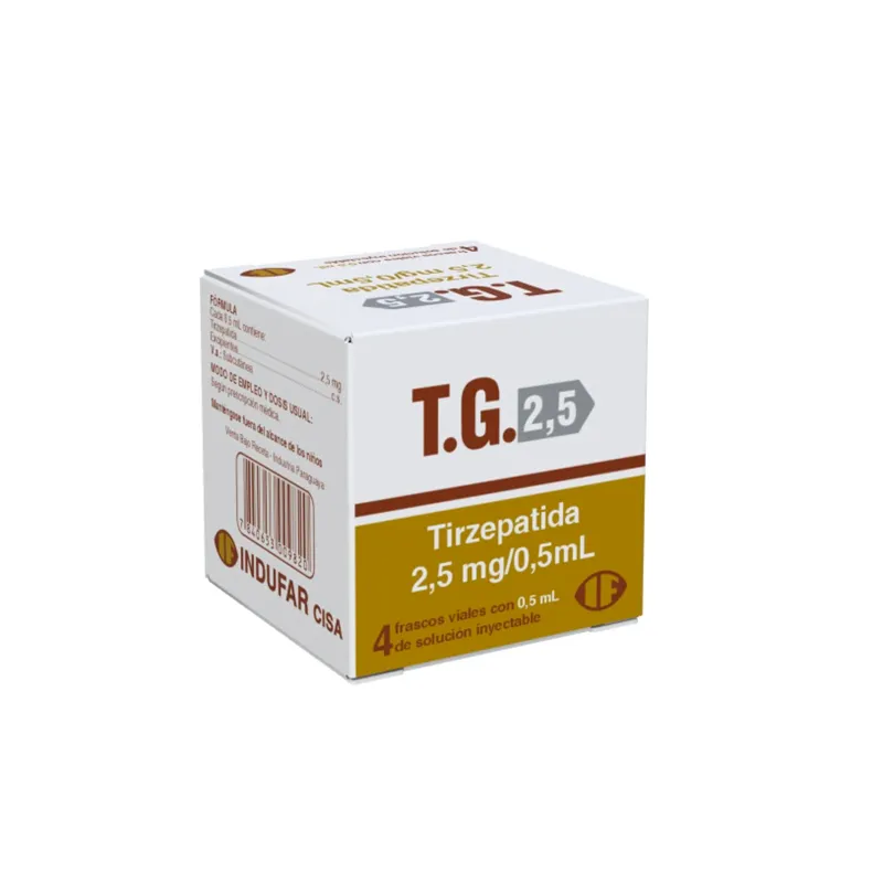 T.G. · Tirzepatida · 2.5 mg · 4 viales — embalagem do produto